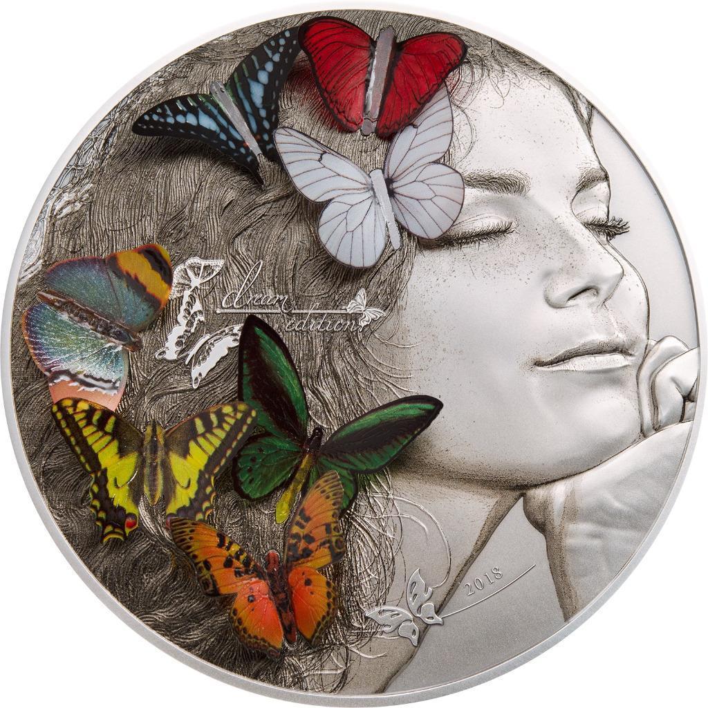 DREAM EDITION Butterfly 3D Exotic Butterflies 5 Oz Silver Coin -